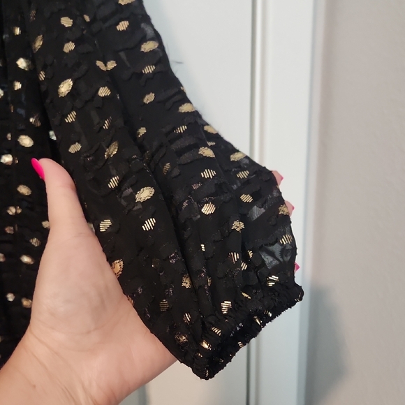 DKNY Long Sleeve Black Dress with Gold Dots - Picture 4 of 7